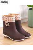 Women Rubber Boots Elegant Short Ankle Rain Boots Fall Autumn Rain Day Waterproof Woman Shoes Rain Boots Women