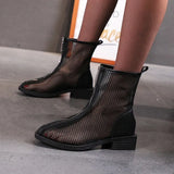 Hollow Chelsea Short Boots Women 2023 New Summer Thin Section Breathable Thick Heel Martin Boots Female High Top