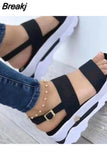 Fashion Summer Outdoor Shoes Punk Beach Wedges Women Sandals Wedge Female Platform Buckle Strap Street Sandalias De
