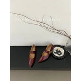 Jane Shoes French Designer Women Shoe Spring New Vintage Single Shoe Simple Red Leather Shoe Elegant Woman Shoe Low