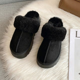 Slippers Women Winter Plush Sandals Luxury Slip on Platform Slides Female Thick Sole Designer Cotton Home