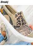 Women Casual Shoes Loafers Snake Printing Ladies Canvas Patchwork Platform Autumn Sneakers for