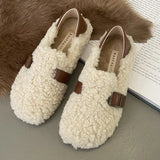 Women's Winter Plush Flat Shoes Outdoor Fashion Round Toe Warm Plush Loafers 2024 New Comfy Curly Sheep Fur Woman Cotton