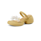 Breakj Zi Yan- -Foreign Style High With Thick With Thick Bottom Cool Slippers Female Platform Bottom Water Diamond Flower Fairy Shoes Outdoor Half