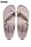 2023 New Summer Unisex Beach Cork Slippers Casual Women Men Nubuck Leather Solid Color Non-slip Flip Flops