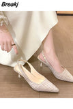 New Fashion Stiletto Slingback Sandals Pointed Toe Slip-on Muller Shoes Ladies Elegant Shallow Mouth Night High