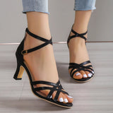 Size 43 High Heel Gladiator Sandal Women Ankle Cross Strap Summer Sandals Woman Open Toe Sandalias De Mujer Verano