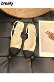 Mixed Color Slingback Sandals Women Elastic Band Back Strap Flats Mule New Brand Design Shoes Female Ballet Office