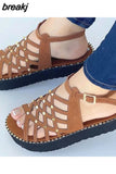 Women Sandals Ankle Strap Summer Shoes For Women Heels Sandals Lightweight Platform Sandals Summer Flat Heeled Sandalias
