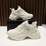 Black Dad Chunky Sneakers Casual Vulcanized Shoes Woman High Platform Sneakers Lace Up White Sneakers Women