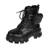 Ankle Boots Autumn Lace Up High Quality Leather Boots Platform Wear-resistant Comfortable Women Ankle Boots 2020