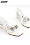 Slides Shoes Womens Slippers Outdoor Pantofle Heeled Mules Low Jelly 2023 High Thin Basic Rubber Crystal Sexy Rome