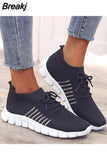 mesh breathable slip-on flat tennis casual shoes walking shoes plus size sports shoes ladies vulcanized shoes
