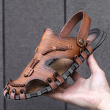 new Baotou cross border large men's Handmade casual sandals non slip outdoor beach vacation dual purpose