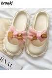 New Fashion Bowknot Women's Slippers Summer Women Slippers Indoor Outdoor Flip Flops Beach Shoe Home Non-slip EVA