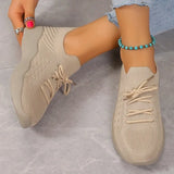 Women's Breathable Knitted Sneakers Autumn Comfort Thick Bottom Walking Shoes Women Non Slip Mesh Flat Shoes Size