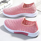 Mesh Comfortable Women Shoes Breathable Hollow Sports Walking Sneakers Casual Flat Ladies Solid Shoes