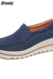 New Autumn Women Roud Toe Sneakers Faux Suede Platform Loafers Slip On Casual Moccasins Ladies Walking Shoes Driving