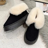 Womens Warm Fur Lined Winter Snow Boots Chunky Platform Plush Ankle Boots Women Thick Bottom Non Slip Cotton Padded Shoes