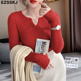 V-Neck Sweater Pullover Women Autumn winter Casual long Sleeve Sweater For women Female Chic Jumpers