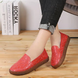 Summer Beach Woman embroidered Flats Leather Shoes Slip On Flats Comfort Women