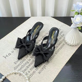 Breakj Wind Pink Cool Drag Girl 2024 Spring And Summer French Sharp Bow Knot High High And Half Bag Head