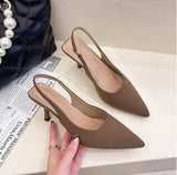 Fashion Spring Slingback Sandals Women Half Wrap Pointy Toe Designer High Heel Shoe Elegant Pleated Pumps Party Dress
