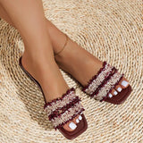 New Women's Flat Bottom Fashion One Word Slippers Womens Shoes Comfort Summer Outdoor Beach Luxury Sandals Women