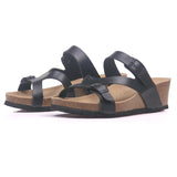 Fashion Women Wedge Cork Slipper 2023 New Summer Beach Outside Buckle Trifle Platform Med Heel Slide
