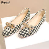 Spring Shoes Women Flats Elegant Houndstooth Pointed toe Fashion Flats for Women Single Shoes Big Size 42