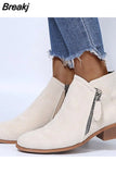 Women Ankle Boots Dropshipping Autumn Low Heels Leopard Boots Platform Sexy Ladies Khaki Pumps Boots Shoes 2023 New