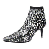 New Crystal Transparent High Heels Women's Sexy Pointed Mesh Large Shoes Style Versatile European and American