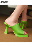 Size 34-39 Sandals For Women 2023 Summer Real Leather High Heels Shoes Platform Slippers Ladies Luxury Designer