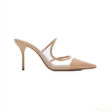 Light Luxury Women Shoes New Nude Color Transparent Pointed Temperament High Heels Muller Stiletto Single Shoes
