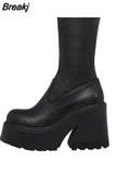 Platform Woman Ankle Boots 2023 Winter Gothic Style Punk Office Lady Fashion Comfy Cool Women Boots Shoes Big Size
