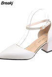 Summer New High Heels Shoes Fashion Sexy Pointed Shoes Banquet Party High Heels Ladies Sandals Square Heel Zapatos