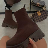 Autumn and Winter New Couple Socks Shoes Thick Bottom Casual Large Size Net Red Knitted Short Boots Female Botas De