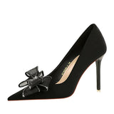 Breakj Banquet High Heels Diamond Lace Bow Single