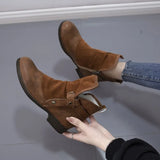 Women's Shoes Snow boots Ladies Winter Flock Warm Boots Ankle Boots Short Bootie Slip-On Square heel Outside Shoes