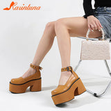 Thick Heels Platform Sandals For Women 2023 European Style Ankle Buckle Sandals Comfy Walking Lady Sandals