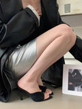 Breakj Summer Fashion Toe Women's Shoes Sexy Pointed Sandals Temperament Metal Buckle Thin Women's High