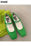 New Spring Summer Shoes Women Flat Heels Square Toe Mary Jane Ballet Flats Rainbow Candy Color Ballerina Soft Casual