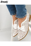 2023 Hot Hollow Out Loafers Bowtie Women Flats Pointed Toe Woman Platform Women's Plus Size Womens Shoes Comfort