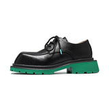Breakj 2023 Spring New Leather Shoes Men's British Style Versatile Black Round Head Square Head Big Head Overalls Leather Shoes