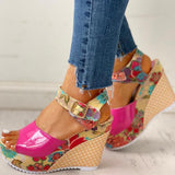 Leisure print bohemia Wedges Women Shoes sandal 2023 Summer Sandals hook&loop Platform High Heels Shoes