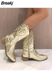 Women's 2023 New Fashion Temperament Autumn and Winter Knee High Cowboy Women's Boots Pointy Embroidered Women's Shoes
