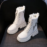 Chunky Winter Boots Women Fur Combat Ankle Boots For Women Black Pltaform Winter Snkeaers 2021 New Fashion Punk Goth