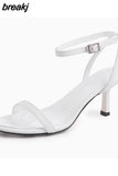 Size 34-43 Rome Sandals Women 2023 Real Leather Ankel Strap High Heels Shoes For Women Summer Za Elegant