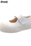 Shoes Thick Bottom Round Toe Shoes Spring Shallow Mouth Women Shoes Thick Bottom Medium Heel Single Shoes