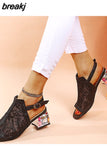 High Heel Shoes Women's Summer Style Sandals 5CM PUMPS Fashion Bling Ladies Open Toe Party Shoes